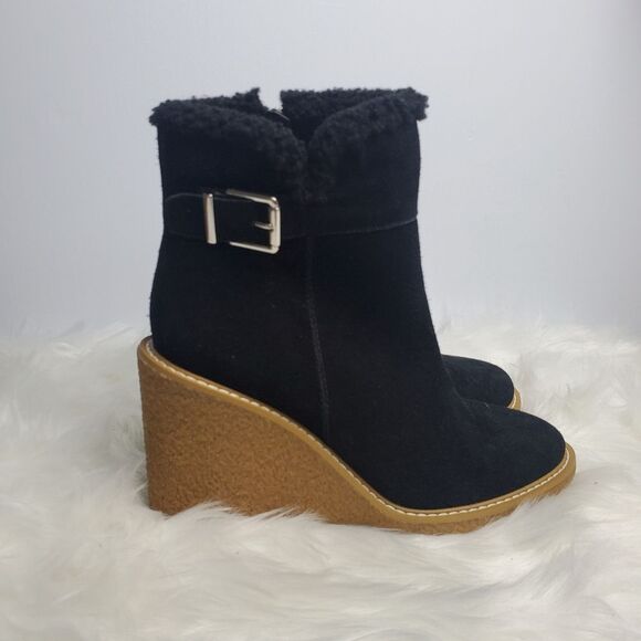 Franco Sarto Black Wedge Booties, Size 9 - Picture 4 of 7